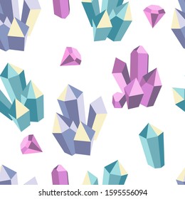 Crystal set. Seamless pattern with colorful crystal.