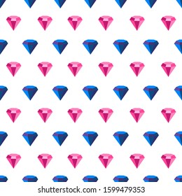 Crystal set. Seamless pattern with colorful crystal. Multicolored gem stones.