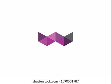 crystal shape logo symbol design template with purple color