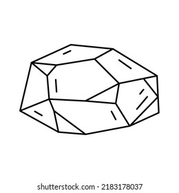 Crystal shape, quartz icon. Line art gem stone. Geology geometric design element.