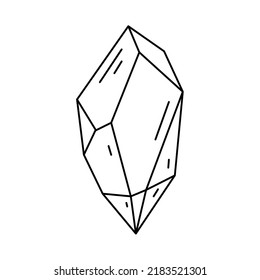 Crystal shape, quartz icon. Line art gem stone. Geology geometric design element.