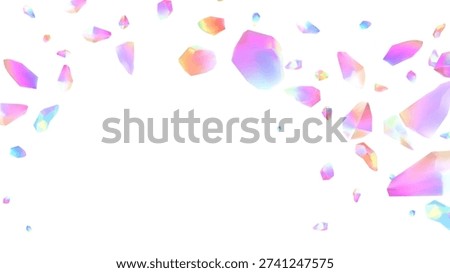crystal shards scattered arched frame pattern Prismatic rainbow gems with soft pastel pink and blue gradientsTransparent abstract 