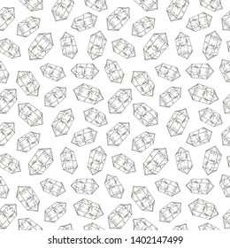 Crystal sketch seamless pattern. Hand drawn vector illustration