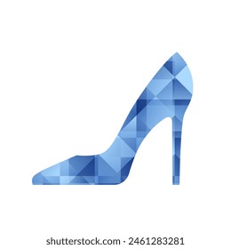 Zapatillas de cristal. Ilustración vectorial de zapatos preciosos facetados azules sobre fondo blanco.