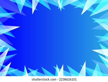 Kristallschneerahmen auf blauem, unscharfem Hintergrund