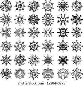 Crystal of snow silhouette set