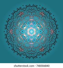 Crystal snowflake in blue, gray and neutral colors on blue, gray and neutral colors. Vector illustration.