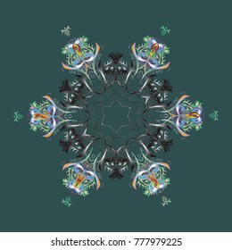 Crystal snowflake in blue, gray and neutral colors on blue, gray and neutral colors. Vector illustration.