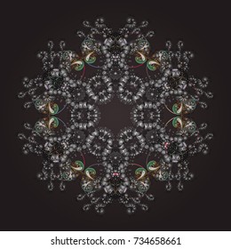 Crystal snowflake in brown, gray and neutral colors on brown, gray and neutral colors. Vector illustration.