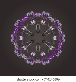 crystal snowflake in brown, gray and neutral colors on brown, gray and neutral colors. Vector illustration.