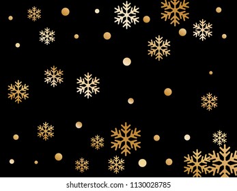 Crystal snowflake and circle shapes vector design. Airy winter snow confetti scatter poster background. Falling colorful gradient snow flakes background, winter water crystals vector.