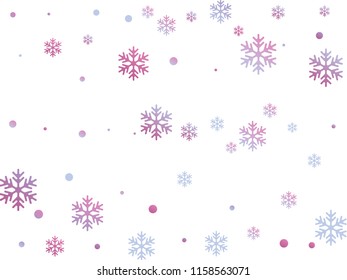Crystal snowflake and circle shapes vector backdrop. Unusual winter snow confetti scatter banner background. Flying gradient snow flakes background, frosty water crystals confetti.