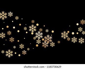 Crystal snowflake and circle shapes vector design. Magic winter snow confetti scatter poster background. Flying gradient snow flakes background, awesome water crystals vector.