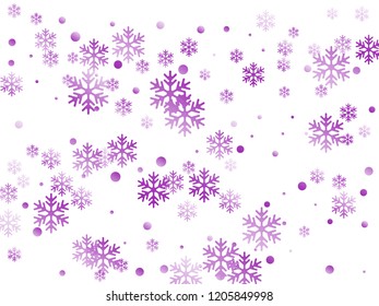 Crystal snowflake and circle shapes vector design. Magic winter snow confetti scatter banner background. Flying colorful gradient snow flakes background, winter water crystals vector.