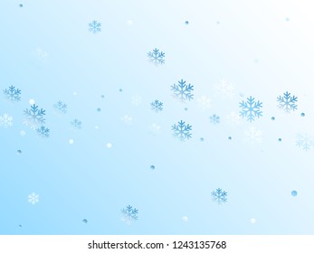 Crystal snowflake and circle shapes vector design. Chaotic winter snow confetti scatter banner background. Flying colorful gradient snow flakes background, winter water crystals vector.