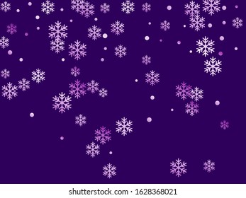 Crystal snowflake and circle shapes vector backdrop. Trendy winter snow confetti scatter flyer background. Flying gradient snow flakes background, frosty water crystals confetti.