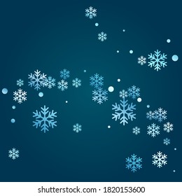 Kristallschneeflocken und Kreise formen Vektorgrafik. Minimaler Winterschnee Konfetti Streuung Poster Hintergrund. Fliegender Farbverlauf-Schnee flattert Hintergrund, fantastische Wasserkristalle Konfetti.
