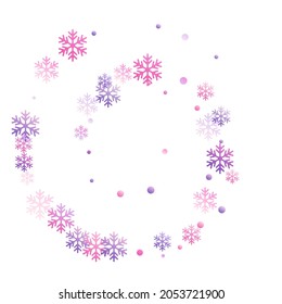 Crystal snowflake and circle shapes vector design. Airy winter snow confetti scatter banner background. Flying gradient snow flakes background, awesome water crystals confetti.
