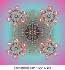 A crystal snowflake in colors on background. Vector illustration.