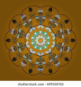 Crystal snowflake in colors on colored background. Vector illustration.