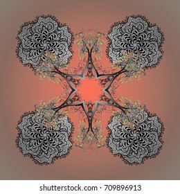 Crystal snowflake in colors on colored background. Vector illustration.