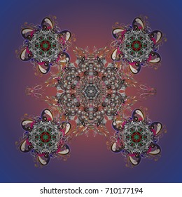 Crystal snowflake in colors on colored background. Vector illustration.