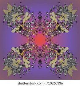 Crystal snowflake in colors on colored background. Vector illustration.
