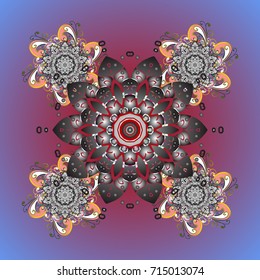 Crystal snowflake in colors on colored background. Vector illustration.
