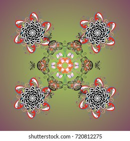 Crystal snowflake in colors on colored background. Vector illustration.