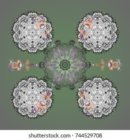 Crystal snowflake in colors on colored background. Vector illustration.