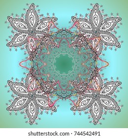 Crystal snowflake in colors on colored background. Vector illustration.