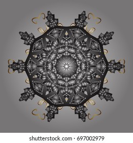 Crystal snowflake in colors on gray background. Vector illustration.