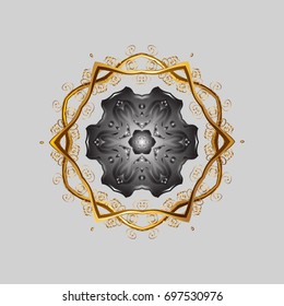 Crystal snowflake in colors on gray background. Vector illustration.