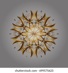 Crystal snowflake in colors on gray background. Vector illustration.