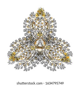 Crystal snowflake in golden colors. Vector illustration.