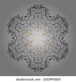 a crystal snowflake in gray, neutral and brown colors on gray, neutral and brown colors. Vector illustration.