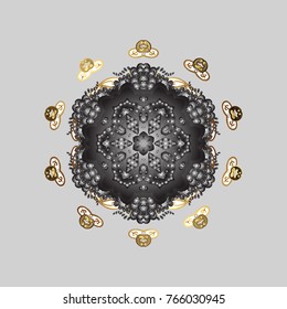 Crystal snowflake in gray, white, brown and beige colors. Vector illustration.