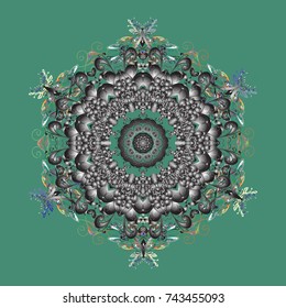 Crystal snowflake in green, gray and neutral colors on green, gray and neutral colors. Vector illustration.