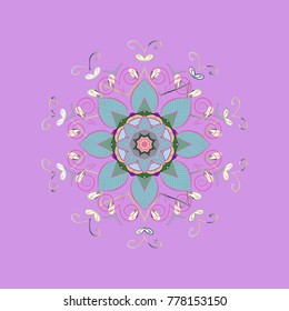 Crystal snowflake in neutral, blue and pink colors on neutral, blue and pink colors. Vector illustration.