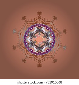 Crystal snowflake in neutral, brown and purple colors on neutral, brown and purple colors. Vector illustration.