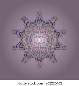 Crystal snowflake in neutral, gray and blue colors on neutral, gray and blue colors. Vector illustration.