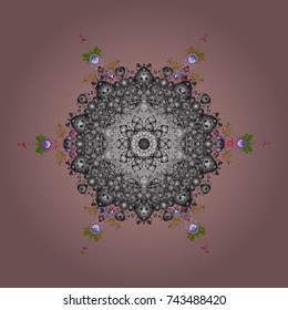 Crystal snowflake in neutral, gray and brown colors on neutral, gray and brown colors. Vector illustration.