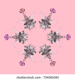 Crystal snowflake in neutral, gray and white colors on neutral, gray and white colors. Vector illustration.
