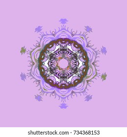 Crystal snowflake in neutral, violet and brown colors on neutral, violet and brown colors. Vector illustration.