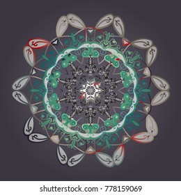 Crystal snowflake in neutral, white and gray colors on neutral, white and gray colors. Vector illustration.