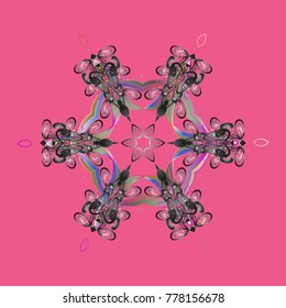 Crystal snowflake in pink, gray and neutral colors on pink, gray and neutral colors. Vector illustration.