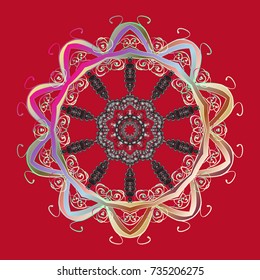 Crystal snowflake in red, gray and beige colors on red, gray and beige colors. Vector illustration.