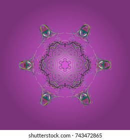 Crystal snowflake in violet, gray and neutral colors on violet, gray and neutral colors. Vector illustration.