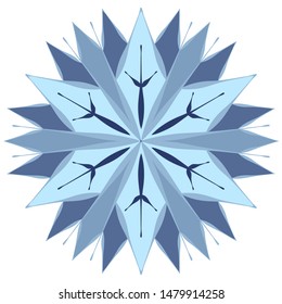Crystal snowflakes for winter design. Logo for christmas, new year. Icon blue on a white background in a flat style. Element for background, texture.
