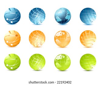 crystal spheres icons ,Vector